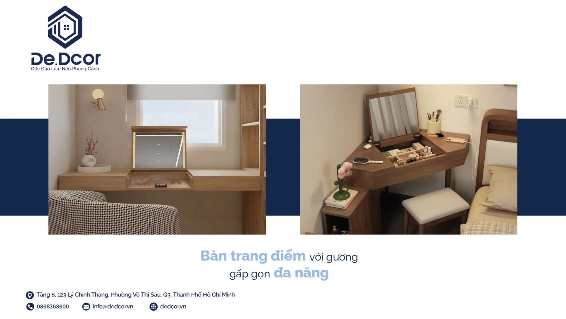 Bàn trang điểm đa năng gấp gọn đa năng Dedecor