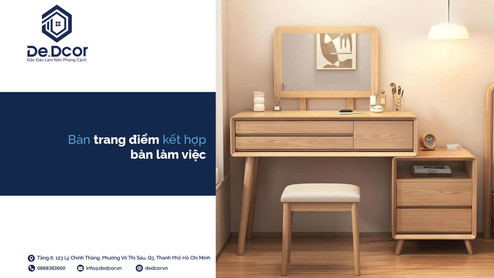 bàn trang điểm kết hợp bàn làm việc Dedecor
