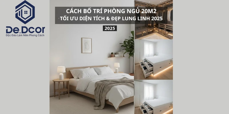 Cách Bố Trí Phòng Ngủ 20m2 Tối Ưu Diện Tích & Đẹp Lung Linh 2025