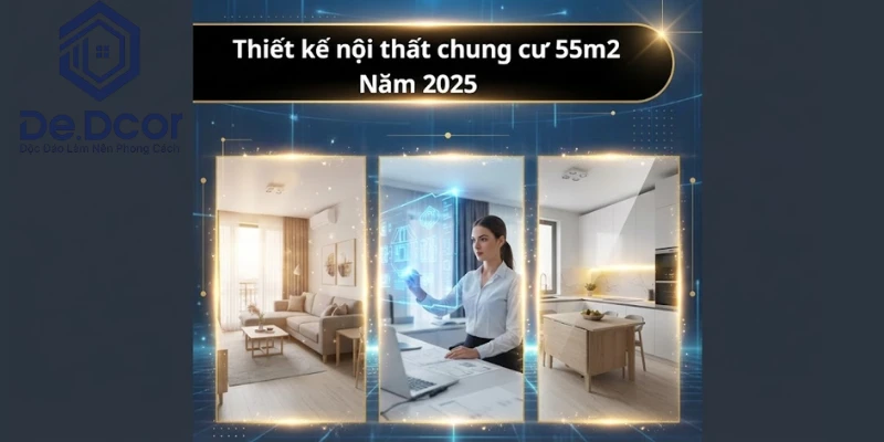 Thiết kế nội thất chung cư 55m2: Cẩm nang A-Z “Hack” rộng không gian