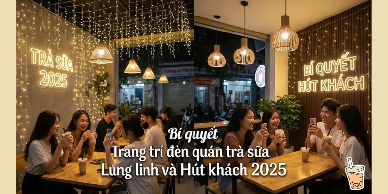 Bí quyết Trang trí đèn quán trà sữa Lung linh, Hút khách 2026