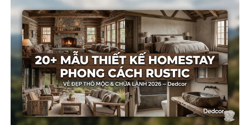 20+ Mẫu Thiết kế Homestay phong cách Rustic: Vẻ đẹp Thô mộc & Chữa lành 2026
