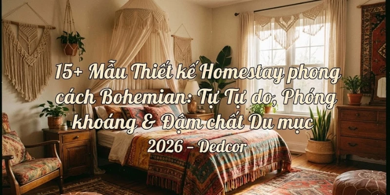 15+ Mẫu Thiết kế Homestay phong cách Bohemian: Tự do, Phóng khoáng & Đậm chất Du mục 2026