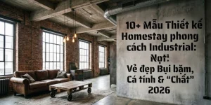 10+ Mẫu Thiết kế Homestay phong cách Industrial: Vẻ đẹp Bụi bặm, Cá tính & “Chất” 2026