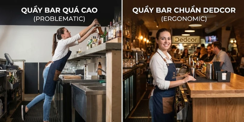 Chuẩn Kích thước quầy pha chế trà sữa 2026: Tối ưu vận hành & Dễ thao tác