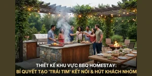 Thiết kế khu vực BBQ Homestay 2026 : Bí quyết tạo “Trái tim” kết nối & Hút khách nhóm