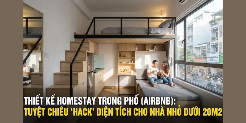 Thiết kế Homestay trong phố (Airbnb): Tuyệt chiêu “Hack” diện tích cho nhà nhỏ dưới 20m2