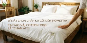 Bí mật chọn Chăn ga gối đệm cho Homestay: Tại sao vải Cotton T300 là “Chân ái”?