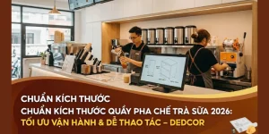 Chuẩn Kích thước quầy pha chế trà sữa 2026: Tối ưu vận hành & Dễ thao tác