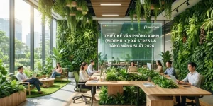 Thiết kế văn phòng xanh (Biophilic): Xả Stress & Tăng năng suất 2026