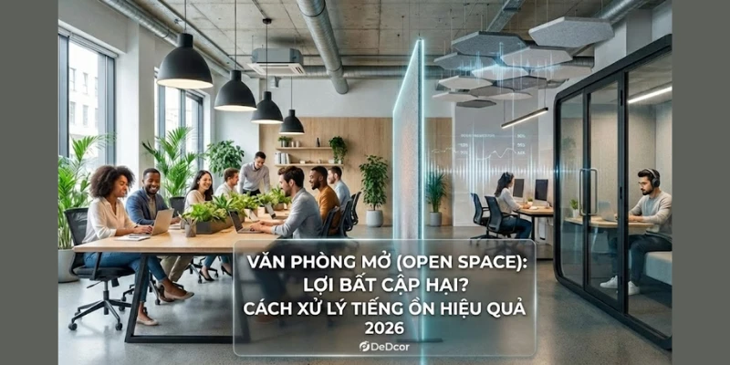 Thiết kế Văn phòng mở (Open Space): Lợi bất cập hại? Cách xử lý tiếng ồn hiệu quả 2026