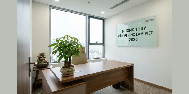 Phong thủy văn phòng làm việc 2026 : Bố trí Bàn giám đốc đắc địa "Thu tài hút lộc"