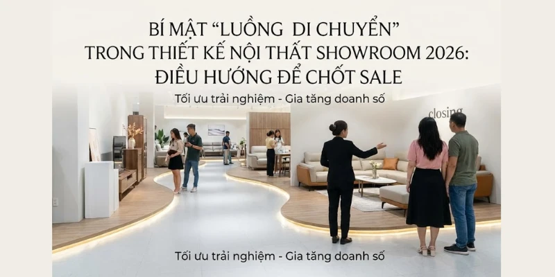 Bí mật “Luồng di chuyển” trong Thiết kế nội thất Showroom 2026: Điều hướng để chốt sale