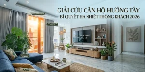 Thiết kế nội thất chung cư hướng Tây : Bí Quyết Hạ Nhiệt Phòng Khách 2026