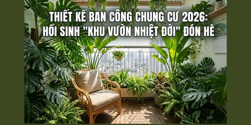 Thiết kế ban công chung cư 2026: Hồi sinh “Khu vườn nhiệt đới” đón Hè