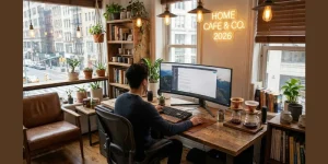 Thiết kế phòng làm việc tại nhà 2026: Setup Home Office chuẩn không gian Cafe