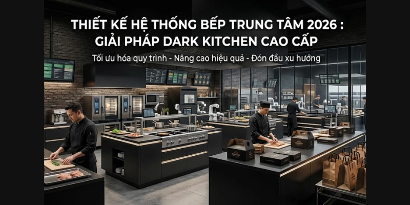 Thiết Kế Hệ Thống Bếp Trung Tâm 2026 : Giải Pháp Dark Kitchen Cao Cấp