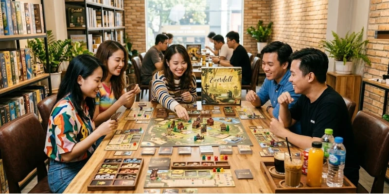 Thiết Kế Quán Cafe Boardgame 2026: Tối Ưu Ánh Sáng & Nội Thất