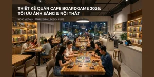 Thiết Kế Quán Cafe Boardgame 2026: Tối Ưu Ánh Sáng & Nội Thất
