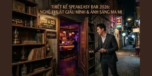 Thiết Kế Speakeasy Bar 2026: Nghệ Thuật Giấu Mình & Ánh Sáng Ma Mị