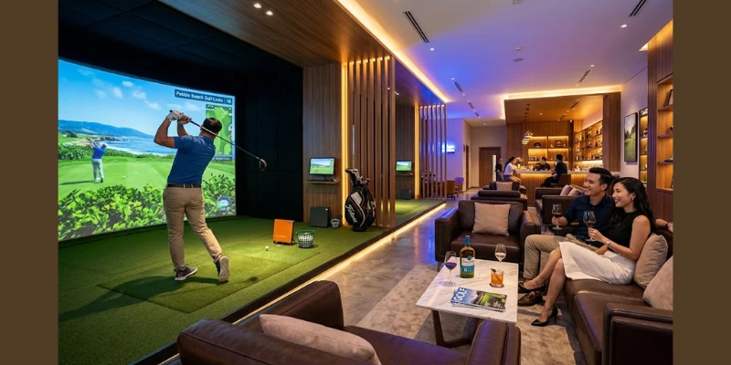 Thiết Kế Phòng Golf 3D Tại Gia & Cigar Lounge Biệt Thự