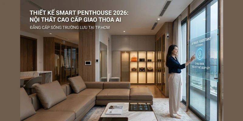Thiết Kế Smart Penthouse 2026: Nội Thất Cao Cấp Giao Thoa AI