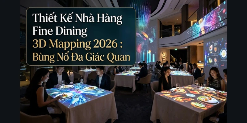 Thiết Kế Nhà Hàng Fine Dining 3D Mapping 2026 : Bùng Nổ Đa Giác Quan