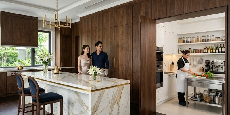 Thiết Kế Butler Pantry Biệt Thự: Khu Vực Chuẩn Bị Tiệc Ẩn Danh