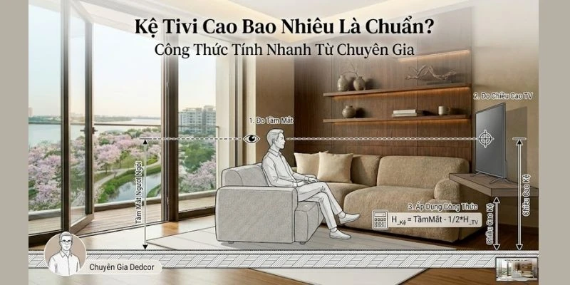 Kệ Tivi Cao Bao Nhiêu Là Chuẩn? Công Thức Tính Nhanh Từ Chuyên Gia