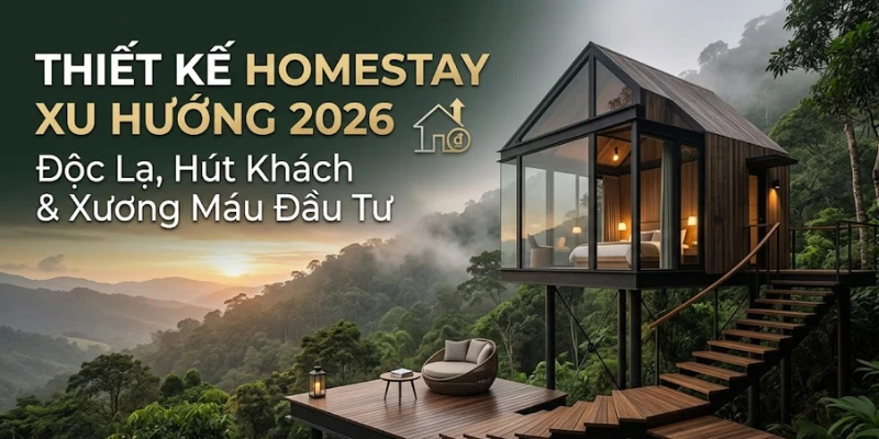 Thiết Kế Homestay Xu Hướng 2026: Độc Lạ, Hút Khách & Xương Máu Đầu Tư