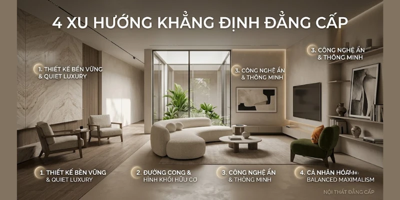Thiết Kế Nội Thất Phòng Khách: 4 Xu Hướng Khẳng Định Đẳng Cấp