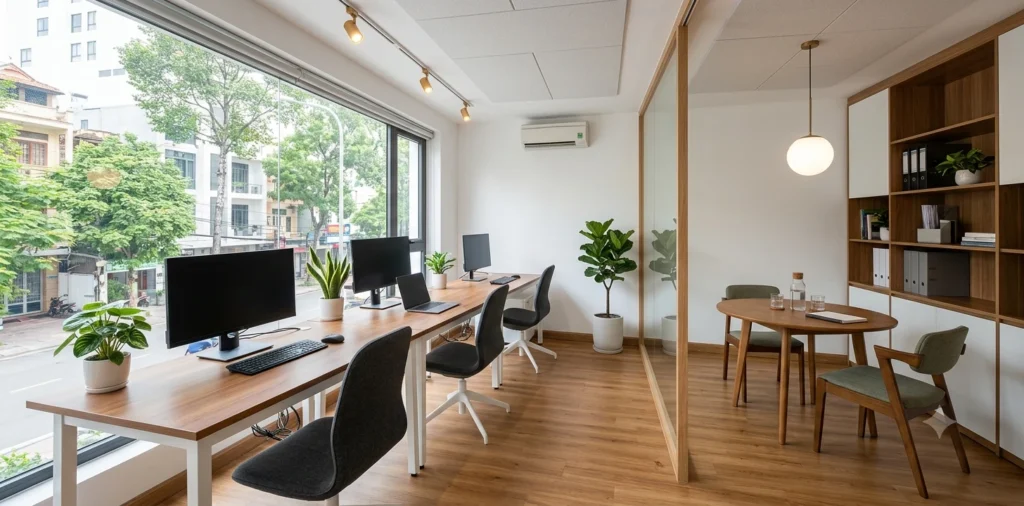 Thiết Kế Văn Phòng 25m2 Tối Ưu Công Năng Và Diện Tích 2 Mẫu văn phòng 25m2 hiện đại cho startup