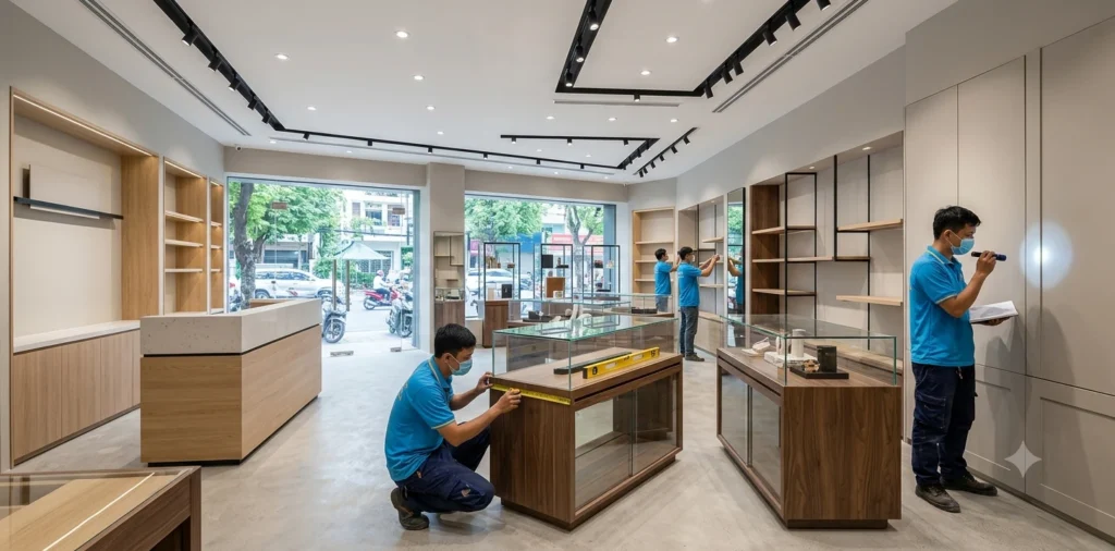 Thi công và hoàn thiện nội thất showroom hiện đại