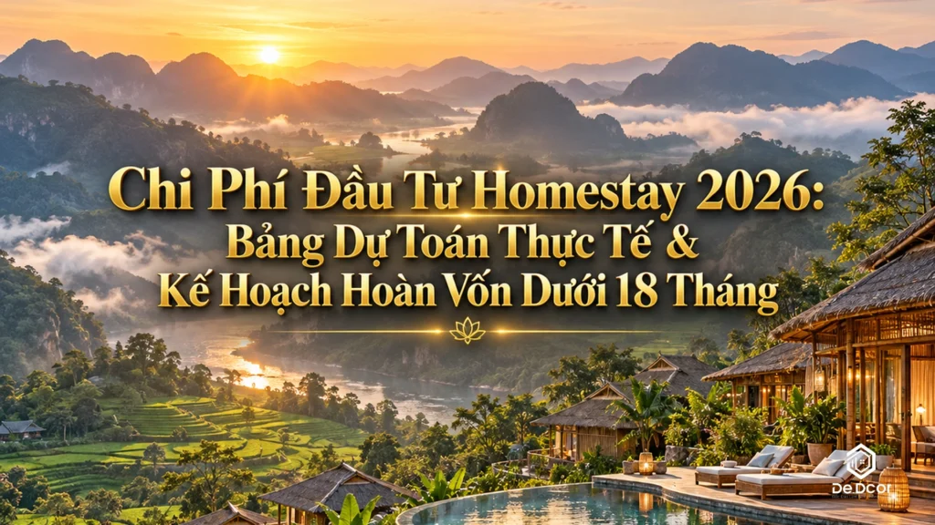 Chi Phí Đầu Tư Homestay 2026: Bảng Dự Toán Thực Tế & Kế Hoạch Hoàn Vốn Dưới 18 Tháng
