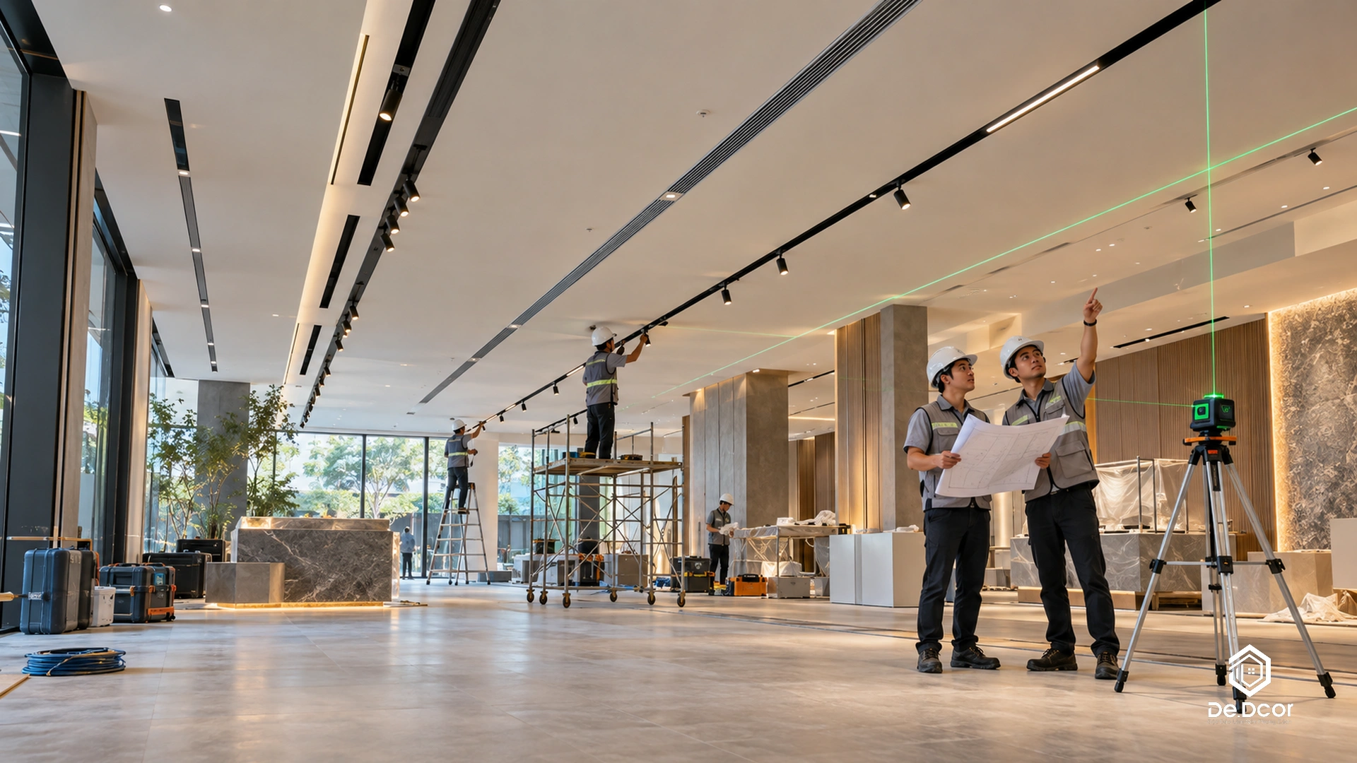 Thi công hệ thống cơ điện M&E điều hòa không khí và ray đèn nam châm showroom - DeDcor